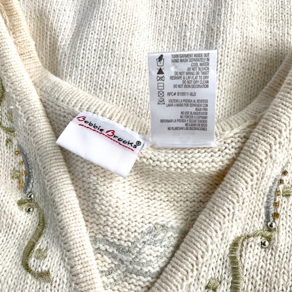 Bobbie Brooks Sweater Vest Masks NYE Ivory Gold Silver (XL) - Picture 6 of 7
